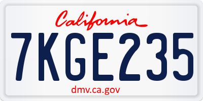 CA license plate 7KGE235