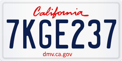 CA license plate 7KGE237
