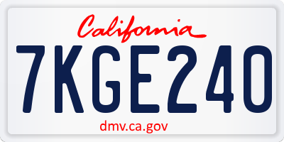 CA license plate 7KGE240