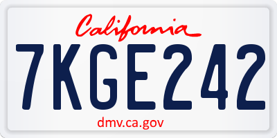 CA license plate 7KGE242