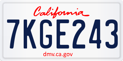 CA license plate 7KGE243