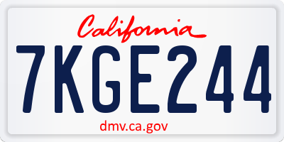 CA license plate 7KGE244