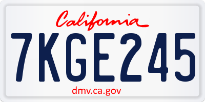 CA license plate 7KGE245