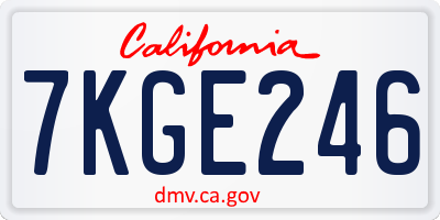 CA license plate 7KGE246