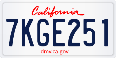 CA license plate 7KGE251