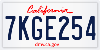 CA license plate 7KGE254