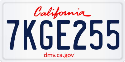CA license plate 7KGE255