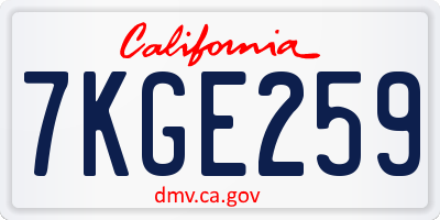 CA license plate 7KGE259