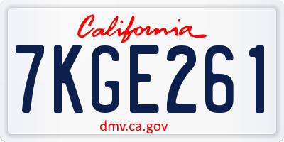 CA license plate 7KGE261