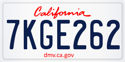 CA license plate 7KGE262