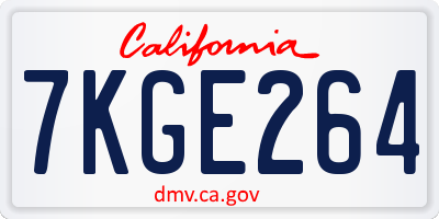 CA license plate 7KGE264