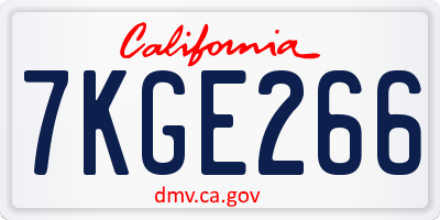 CA license plate 7KGE266