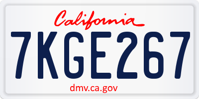 CA license plate 7KGE267