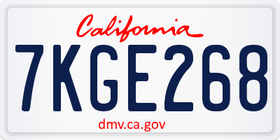 CA license plate 7KGE268
