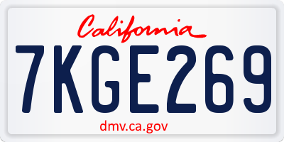CA license plate 7KGE269