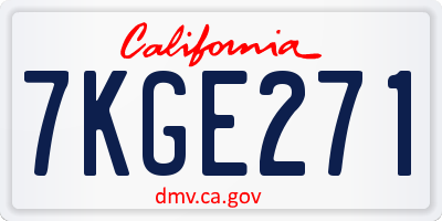 CA license plate 7KGE271