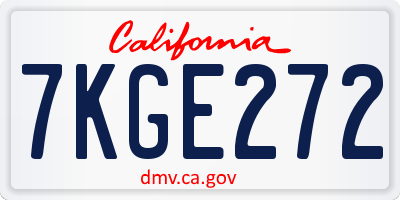 CA license plate 7KGE272