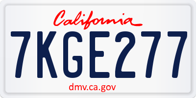 CA license plate 7KGE277