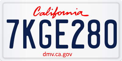 CA license plate 7KGE280