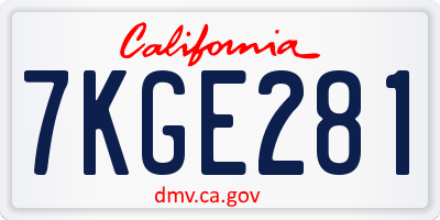 CA license plate 7KGE281