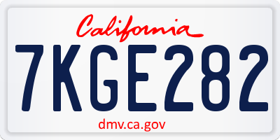 CA license plate 7KGE282