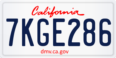 CA license plate 7KGE286