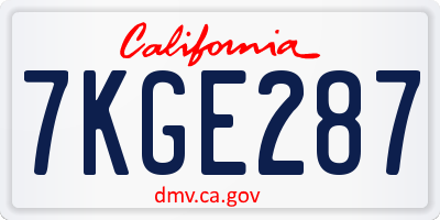 CA license plate 7KGE287
