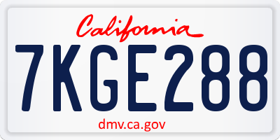 CA license plate 7KGE288