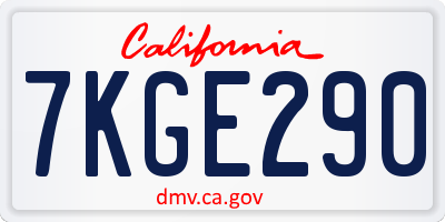CA license plate 7KGE290