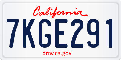 CA license plate 7KGE291