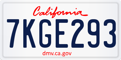 CA license plate 7KGE293