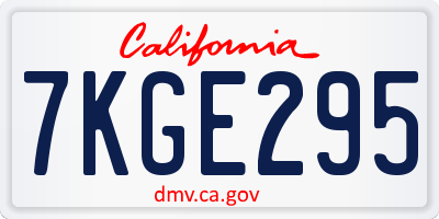 CA license plate 7KGE295