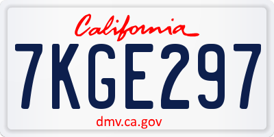CA license plate 7KGE297