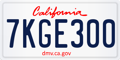 CA license plate 7KGE300