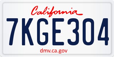 CA license plate 7KGE304