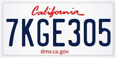 CA license plate 7KGE305