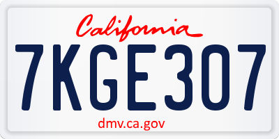 CA license plate 7KGE307