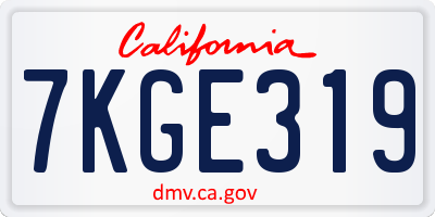 CA license plate 7KGE319