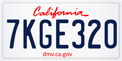 CA license plate 7KGE320