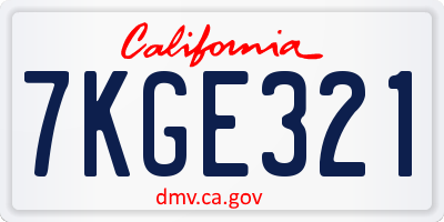CA license plate 7KGE321
