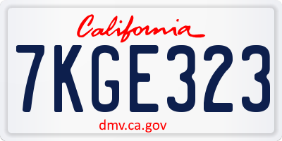 CA license plate 7KGE323