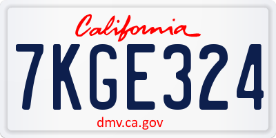 CA license plate 7KGE324