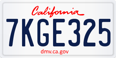 CA license plate 7KGE325