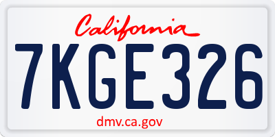 CA license plate 7KGE326