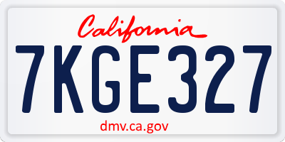 CA license plate 7KGE327