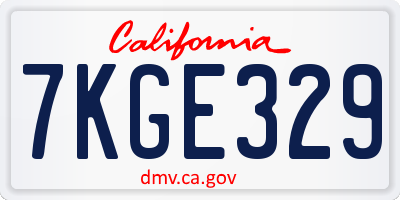 CA license plate 7KGE329
