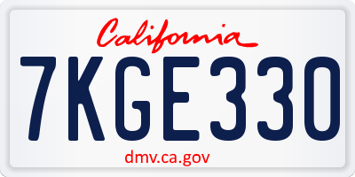 CA license plate 7KGE330