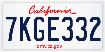 CA license plate 7KGE332