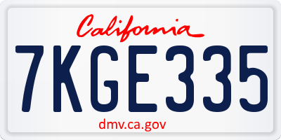 CA license plate 7KGE335