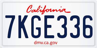 CA license plate 7KGE336